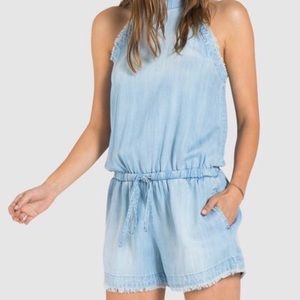 Cloth and Stone Chambray Tencel Halter Romper